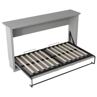 Twin Size Murphy Bed With Cabinet Storage - Gray