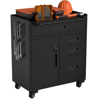 Rolling Tool Cabinet Heavy Duty Garage Storage With Lockable Doors & Drawers