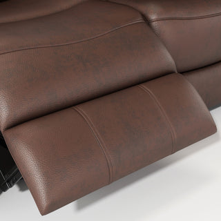 Genuine Non Power Reclining Sofa With Drop Down Table, Stainless Steel Cupholders And Magazine Bag
