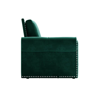 3 In 1 Convertible Sleeper Sofa With Nailhead Trim & Rolled Arm