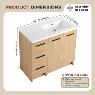 Wall Mounted Floating Bathroom Vanity With Sink, Door & Drawers Modular Cabinet