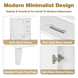 Bathroom Vanity, Modern Bathroom Cabinet With Sink Combo Set, Bathroom Storage Cabinet With A Soft Closing Door And 3 Drawers, Solid Wood Frame