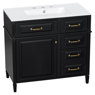 Modern Bathroom Vanity With Sink Top, Flip Drawer Design