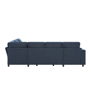 U - Shaped Convertible Sectional Sofa Bed With Storage, USB Charger & Cup Holders