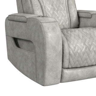 Prime Time - P3 Recliner With 7 Colors Led, Cup Holders And Wireless Charger Controller - Leather Gel Light Gray