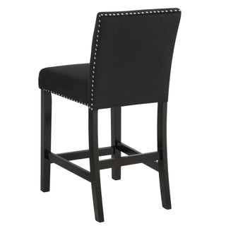 5 Piece Counter Height Dining Set With Table, Tufted Nail Head Chairs - Black