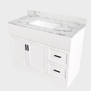 Bathroom Vanity Set, Fluted Cabinet, Soft Close Doors & Drawers, Sink Included - White