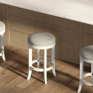 Backless Swivel Stool With Upholstered Seat