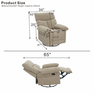 Swivel Rocker Recliner Chair With Manual Recline For Living Room