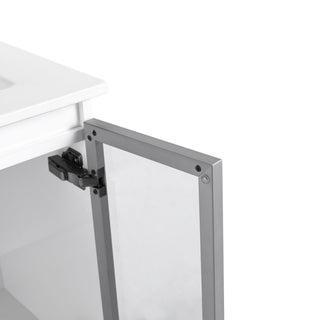 Wall Mounted Bathroom Vanity With Sink, 2 Soft Close Doors, Cabinet & Half Door