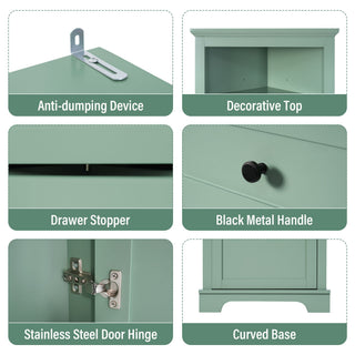 Tall Storage Cabinet With 3 Drawers And Adjustable Shelves For Bathroom