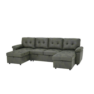 Convertible Sectional Sofa Bed With Pull Out Sleeper And Storage