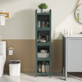 Glass Door Cabinet With Tier Storage