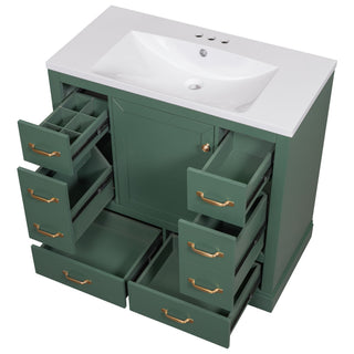 Modern Bathroom Vanity With Sink, 6 Drawers, Adjustable Shelf