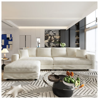 Deep Seat Convertible Sofa With Soft Pillows And Ottomans