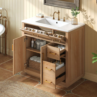 Bathroom Vanity & Sink, Soft Close Doors & Drawers - Wood