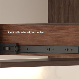 Wall Mounting Bathroom Vanity With Soft Close 2 Drawer, Sink - Reddish Brown