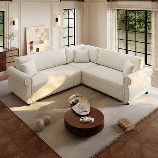 L-Shaped Sofa Couch With Pull-Out Bed