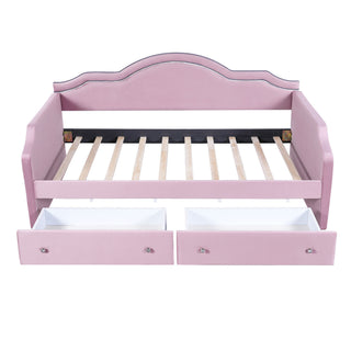 Upholstered Daybed With LED Lights And 2 Drawersme