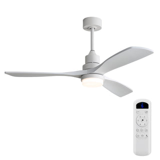 52" Blade Ceiling Fan With Remote Controlled LED Light And Quiet DC Motor - White