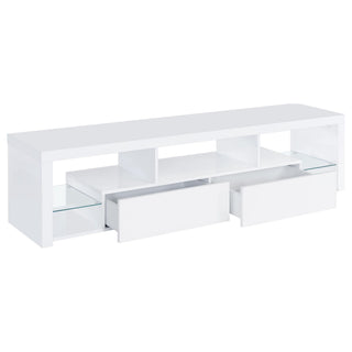 Lance - 2 Drawer TV Stand With Shelves - Gloss White