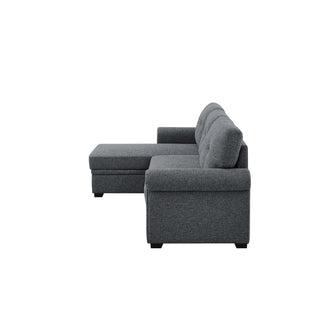 Upholstered Sleeper Sofa With Reversible Storage Chaise - Dark Gray