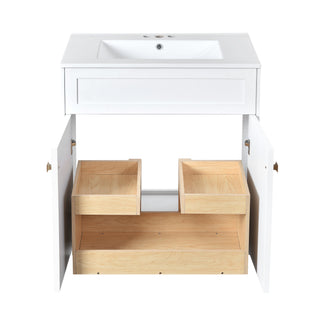 Bathroom Vanity With Sink, Freestanding Storage Cabinet With Handles, Soft Closing Doors