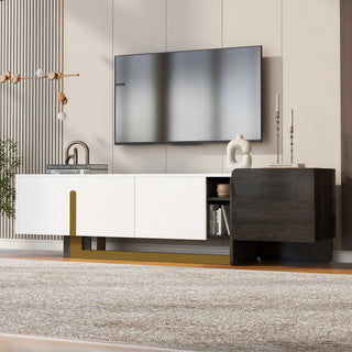 TV Stand With 1 Drawer, 2 Cabinets And Adjustable Shelves
