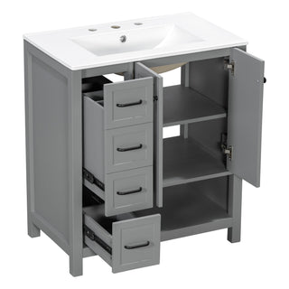Bathroom Vanity With Sink Top, Bathroom Vanity Cabinet With 2 Doors And 2 Drawers, Open Shelf