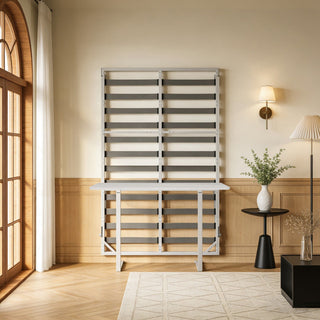 Queen Size Cabinet Wall Bed Mechanism With Desk Panel - Gray