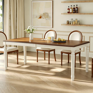 Rectangular Dining Table With Framed Top And Turned Legs - Natural