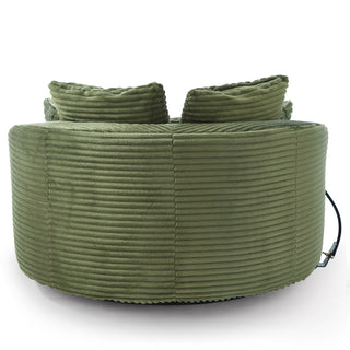 Swivel Accent Barrel Chair With Adjustable Phone Holder, 5 Pillows For Living Room