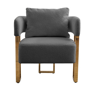 Modern Decorative Chair Teddy Fleece Upholstered And Metal Foot