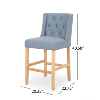 Vienna - Contemporary Fabric Tufted & Wingback Counter Stools (Set of 2)