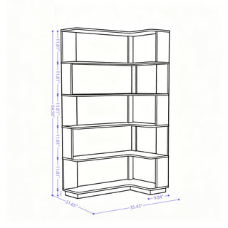 Ox Blood - Red 90Cm L-Shaped Freestanding Corner Bookshelf With Anti Tip Safety, Storage Cabinet For Living Room - Ox Blood Red