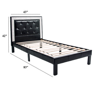 Glamours Style Bed With Diamond Tufted Padded Headboard