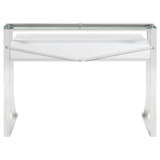 Serrano - 2 Drawer Writing Desk With Polished And Tempered Glass Hutch - Glossy White