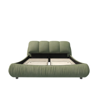 Luxury Upholstered Platform Bed With Oversized Padded Backrest And Solid Wood Frame