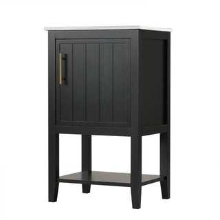 Modern Bathroom Vanity With Sink, Soft-Closing Door And Open Shelf