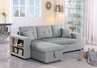 Daniel - Upholstered Reversible Sectional With Pull Out Loveseat - Light Gray
