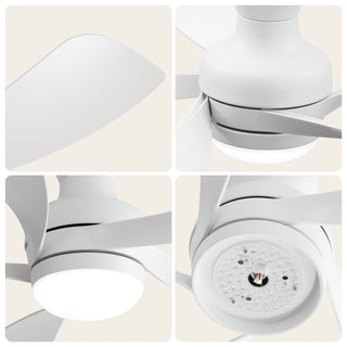 52" Ceiling Fan With 3 Color Dimmable LED Light, DC Reversible Motor, 6 Speed Settings