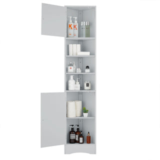 Multi Functional Corner Cabinet With Adjustable Shelves And 2 Doors