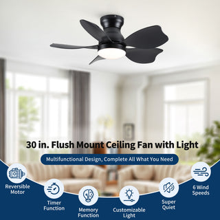 Low Profile Flush Mount Ceiling Fan With Light