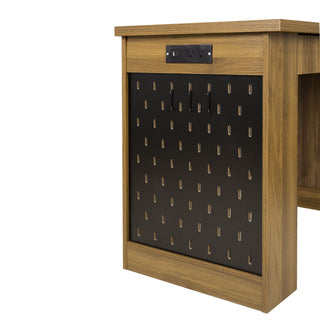 Modern Fluted Office Desk With Storage Cabinet