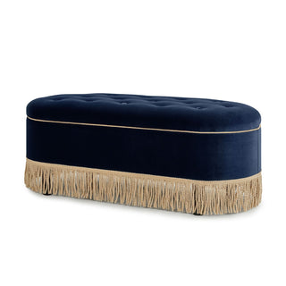 Melinda - Oval Tufted Bullion Fringe Storage Bench