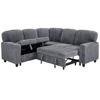 L-Shaped Sofa With Pull Out Sofa Bed With USB