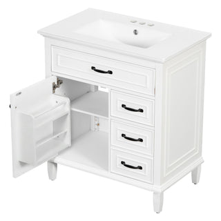 Bathroom Vanity With Sink Top, Flip Drawers, Adjustable Shelf