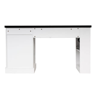 Modern Fluted Office Desk With Storage Cabinet