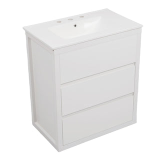 Freestanding Bathroom Vanity With Ceramic Sink, 2 Full Extension Drawers