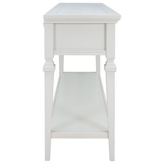 Classic Retro Style Console Table With 3 Top Drawers And Open Style Bottom Shelf - Antique White